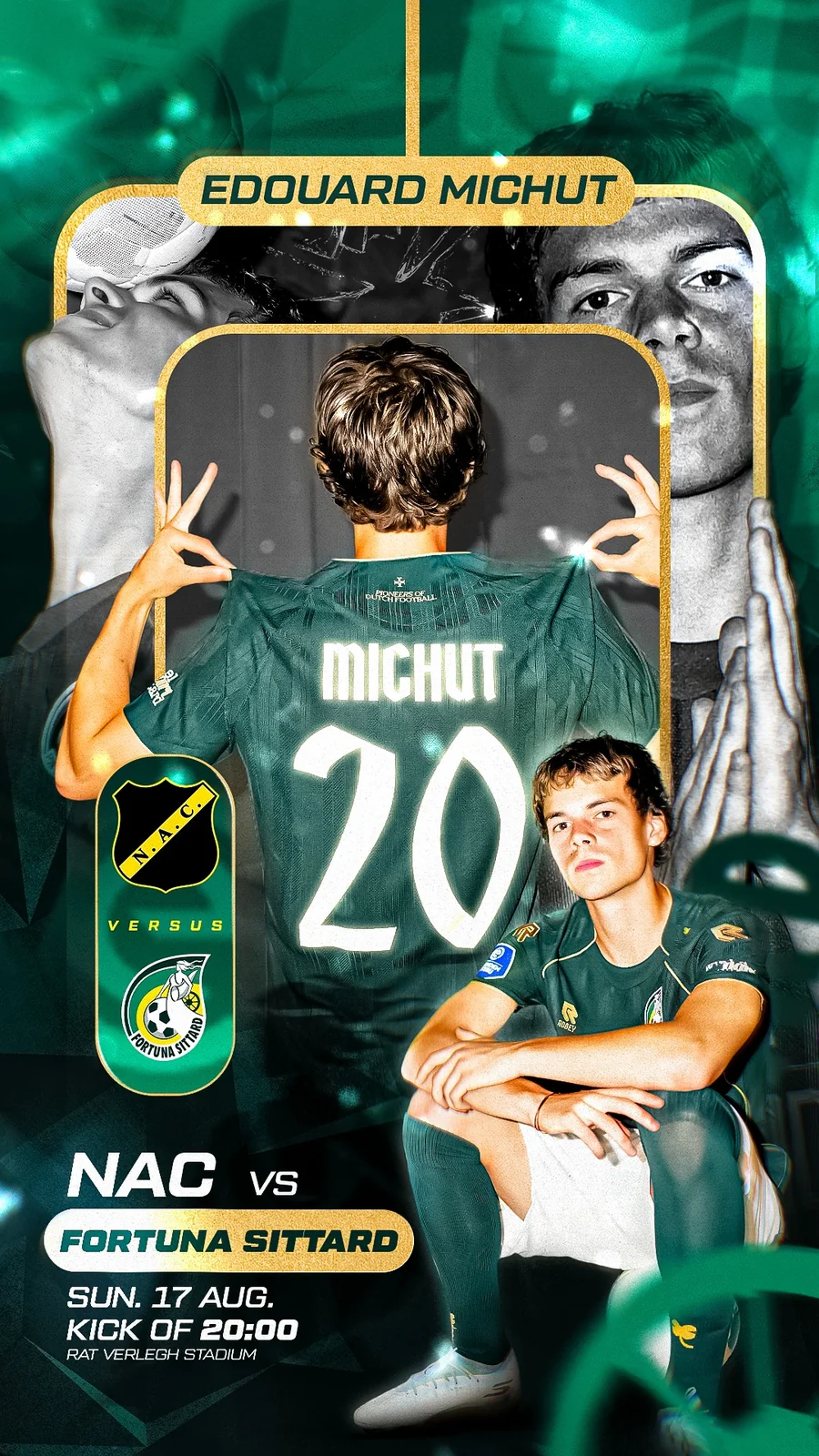 Composition de football portant explicitement le nom Édouard Michut et un maillot MICHUT 20.